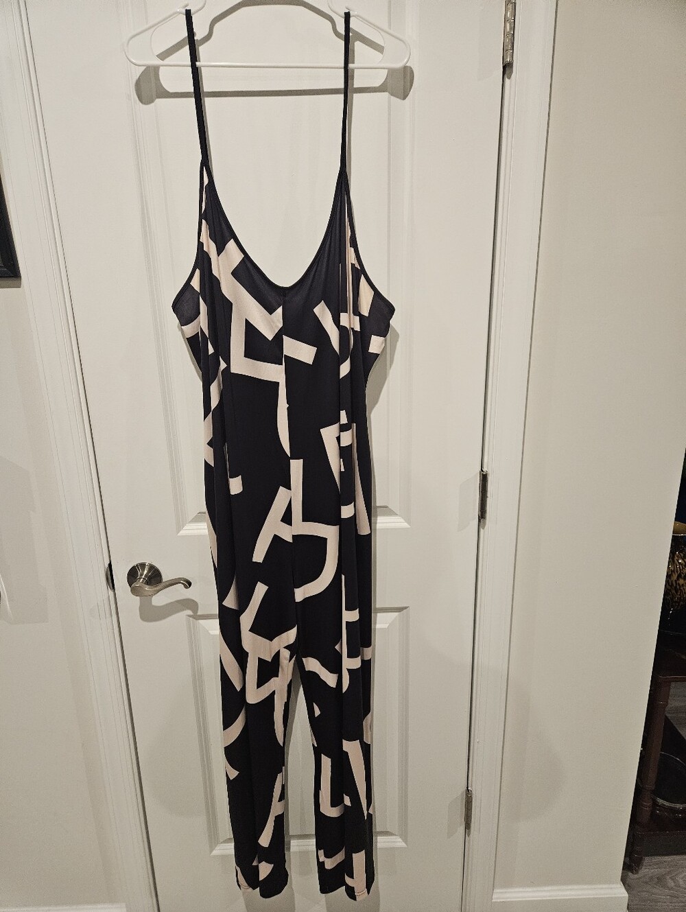 Black & Cream Geometric Sleek Jumpsuit